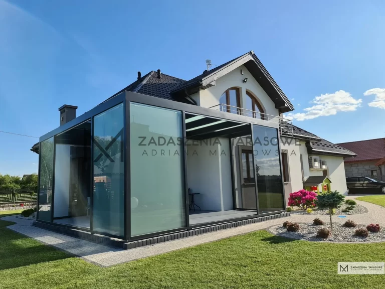 pergola zabudowa tarasu narożna szara