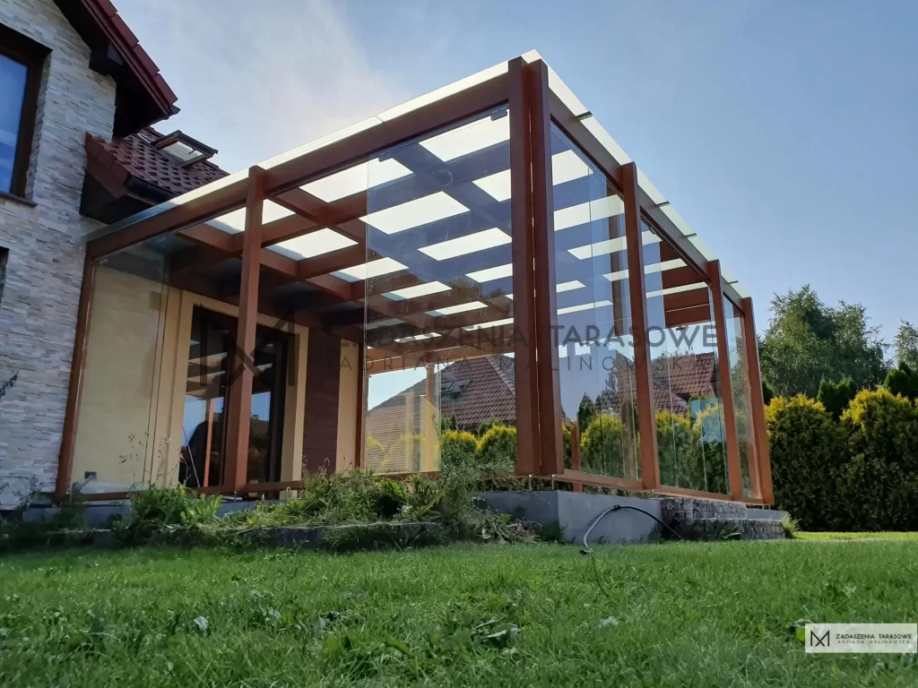 tarasowa pergola ze szkłem narożna