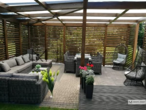 aranżacja narożnej altanki