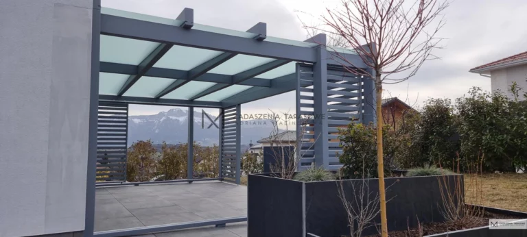 widok na alpy z tarasu