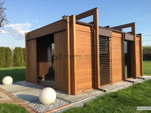 dom z nowoczesną altaną