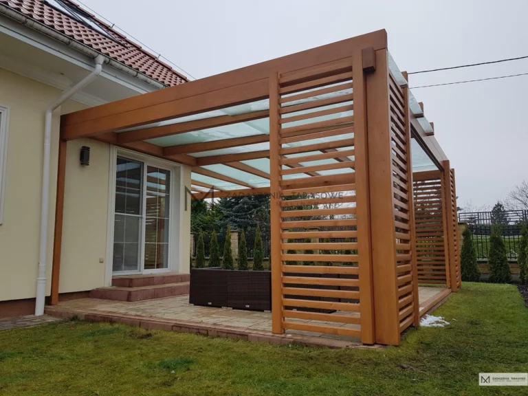 zadaszenie dużego tarasu narożne Mazury