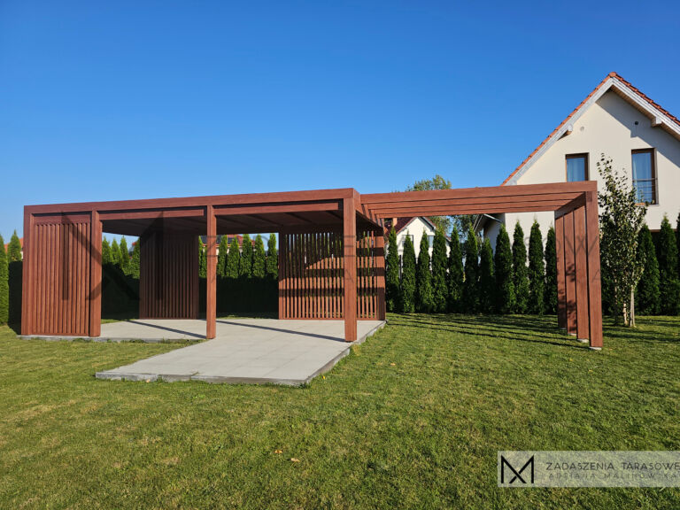 altana ogrodowa z pergolą drewnianą