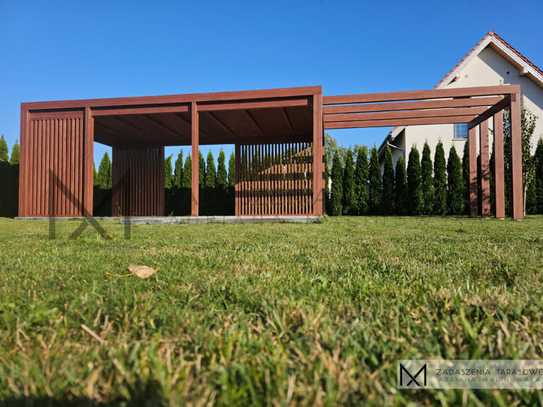 altana ogrodowa z pergolą widok frontowy