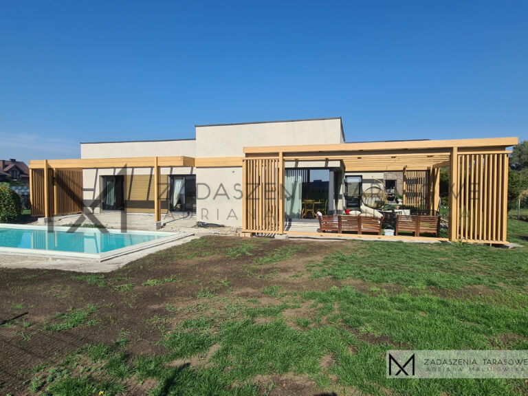 drewniane pergole widok od frontu