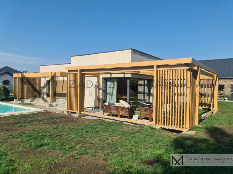 nowoczesne pergole drewniane widok ogólny